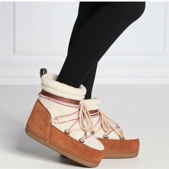 Michael Kors Zelda Sherpa Natural/Lugg Women's Size 10M Snow Boot Suede Leather - Picture 1 of 16